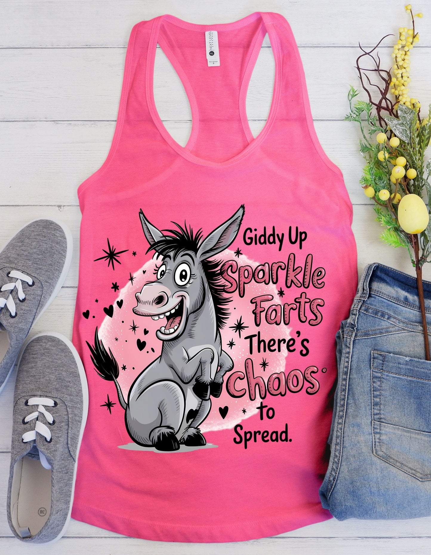 Giddy up Sparkle Farts Women’s fitted racerback tank top