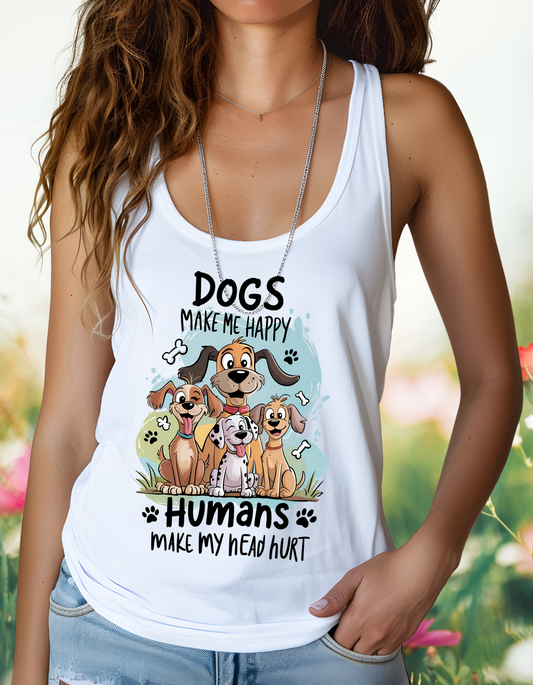 Dogs Make Me Happy Women’s fitted racerback tank top